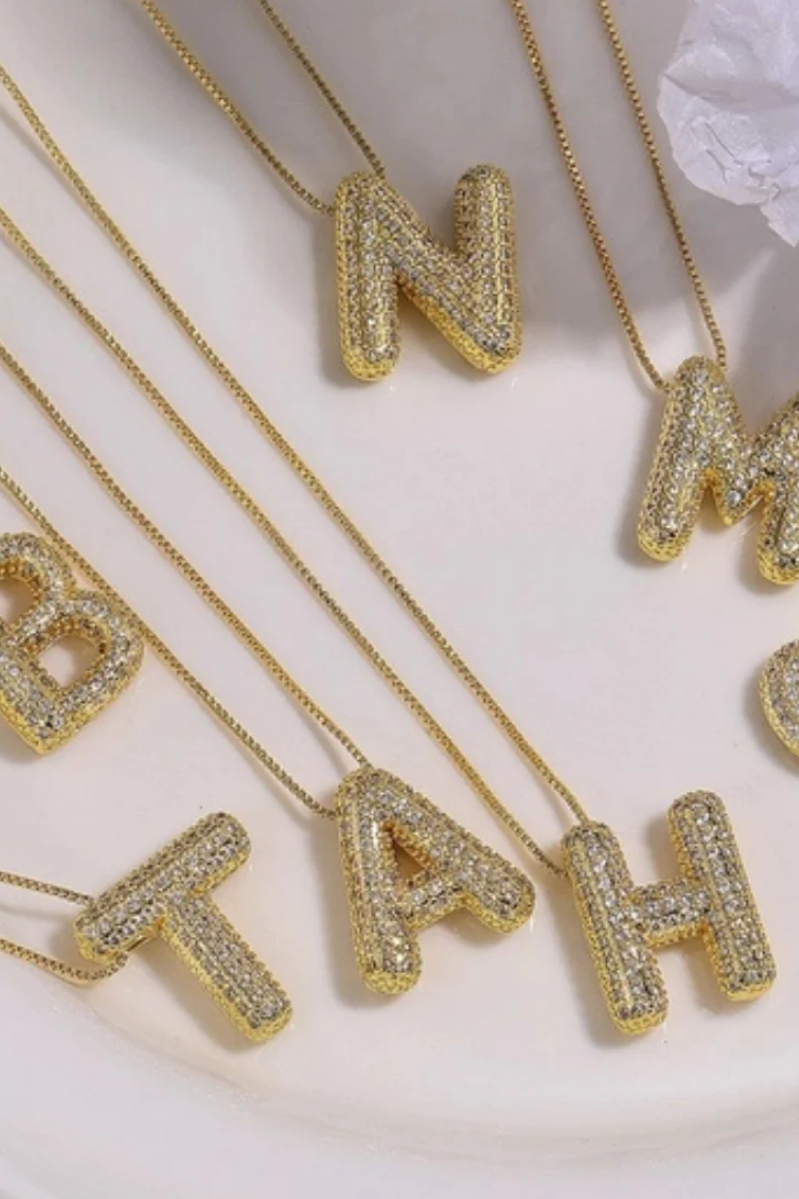 Pave Bubble Letter Necklace