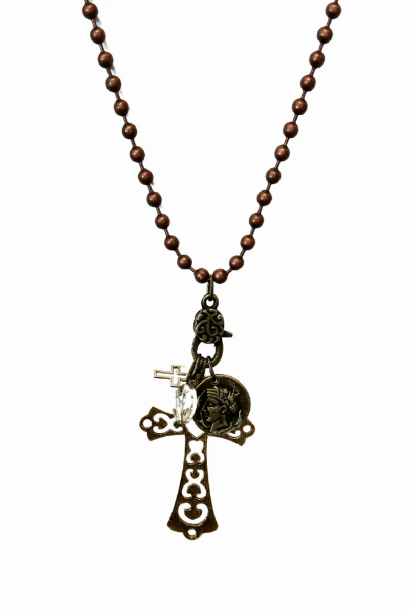 Metal Chain Cross Charm Necklace