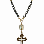 Two-Tone Metal Cross Necklace