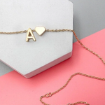 Initial Monogram Heart Charm Necklace