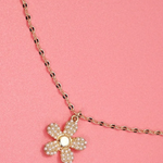 Pearl Flower Charm Necklace | Gold