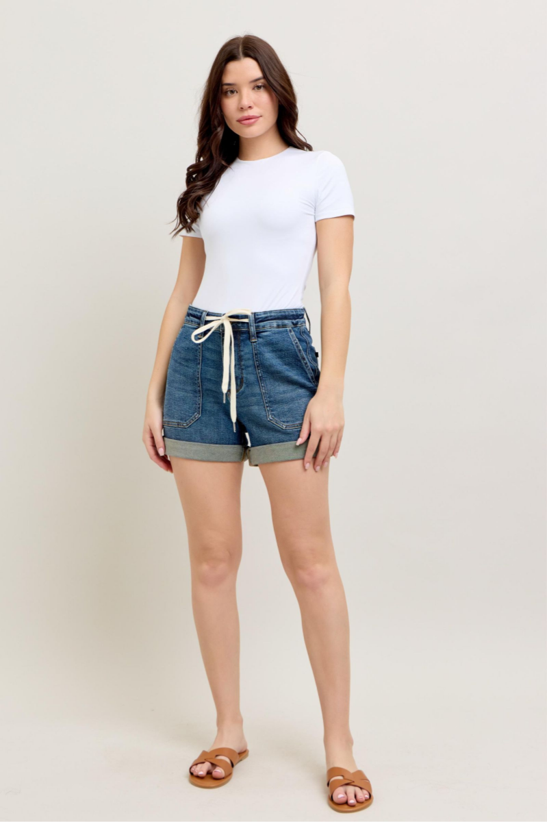 JUDY BLUE High Waisted Cuff Jogger Shorts