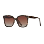 Sunglasses with brown gradient lenses and tortoiseshell frame on a white background