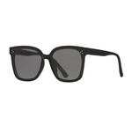 Black sunglasses with dark lenses on a white background