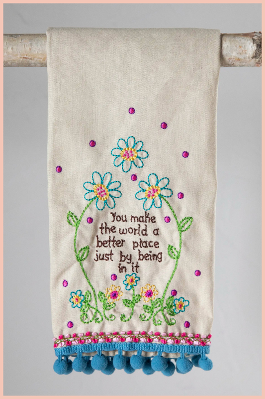 Linen Embroidered Hand Towel | NATURAL LIFE