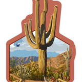 AZ Saguaro Cactus + Roadrunner Sticker | 3.5" x 3.5"