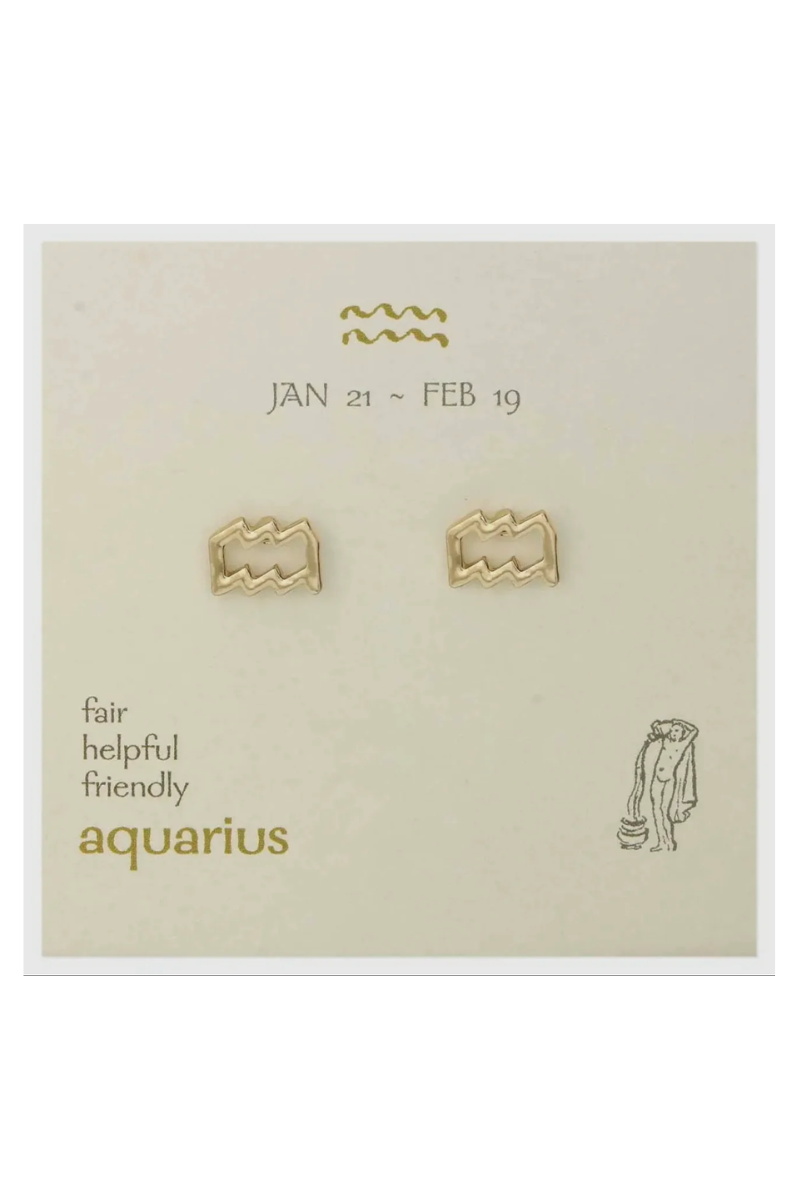 Zodiac Symbol Post Earrings | Aquarius