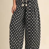 Polka Dot Pleated Barrel Pants