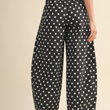Polka Dot Pleated Barrel Pants
