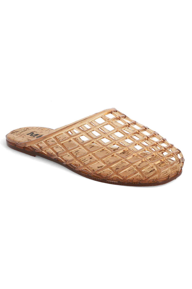Woven jelly slip on sandal on a white background