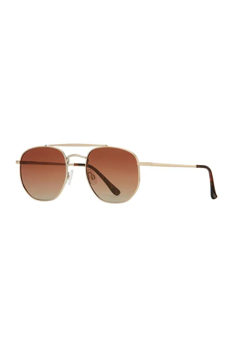 metal frame sunglasses with brown lenses