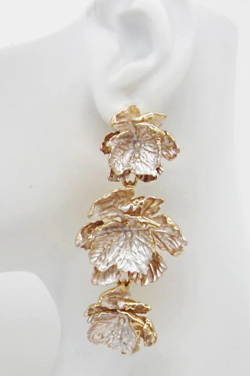 Metallic Flower Dangle Earrings