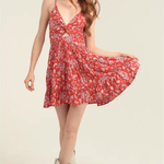 Printed V-Neck Twist Front Cutout Detail Sundress