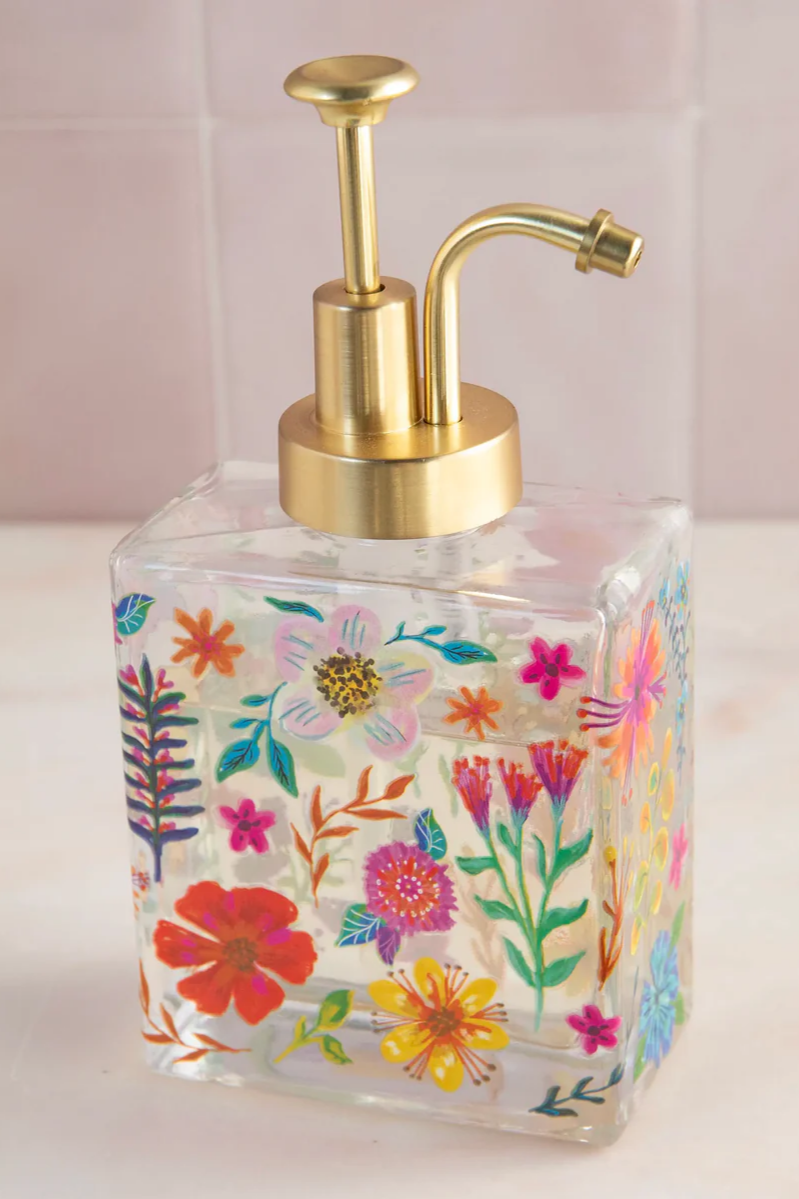 Vintage Floral Glass Soap Dispenser | Natural Life