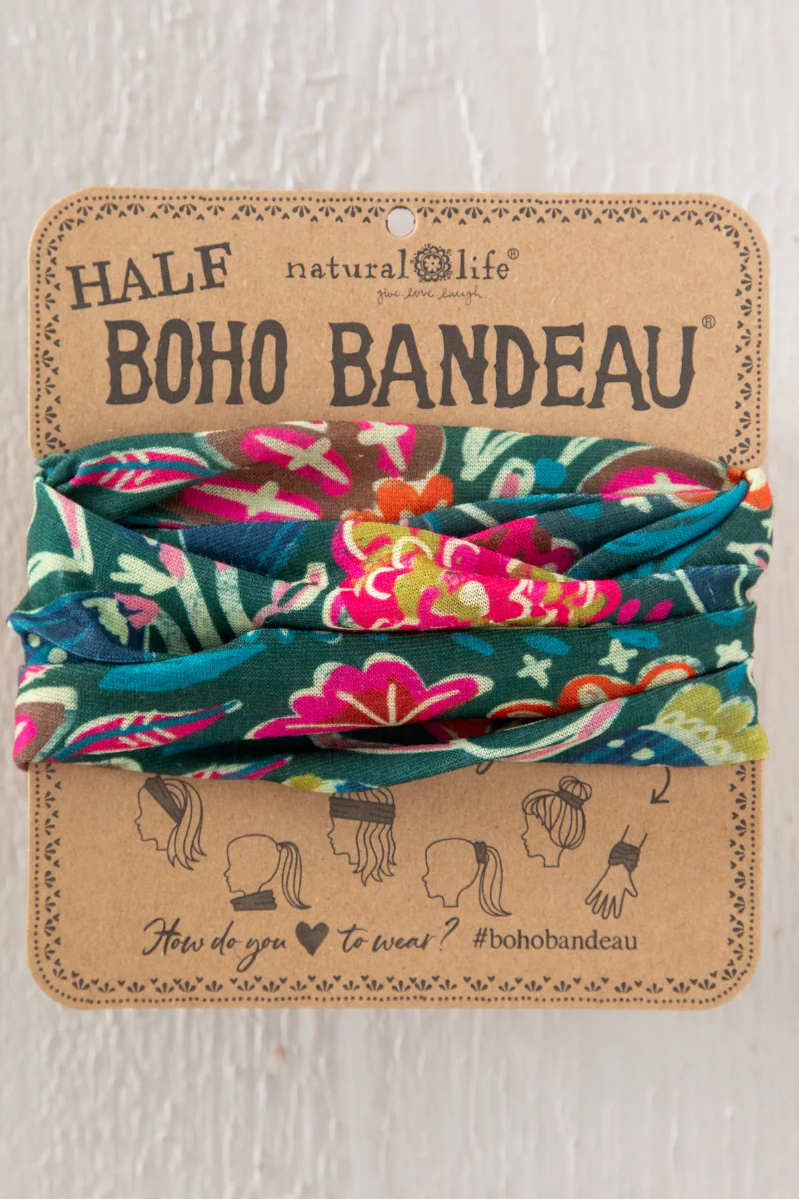 Half Boho Bandeau |  Green Painterly Vines