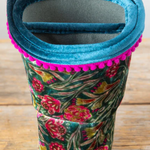 Car Cup Holder Organizer | Velvet Green Painterly Vines