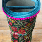 Car Cup Holder Organizer | Velvet Green Painterly Vines