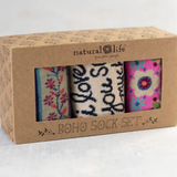 I Love You Boxed Boho Socks, Set of 3 | Natural Life