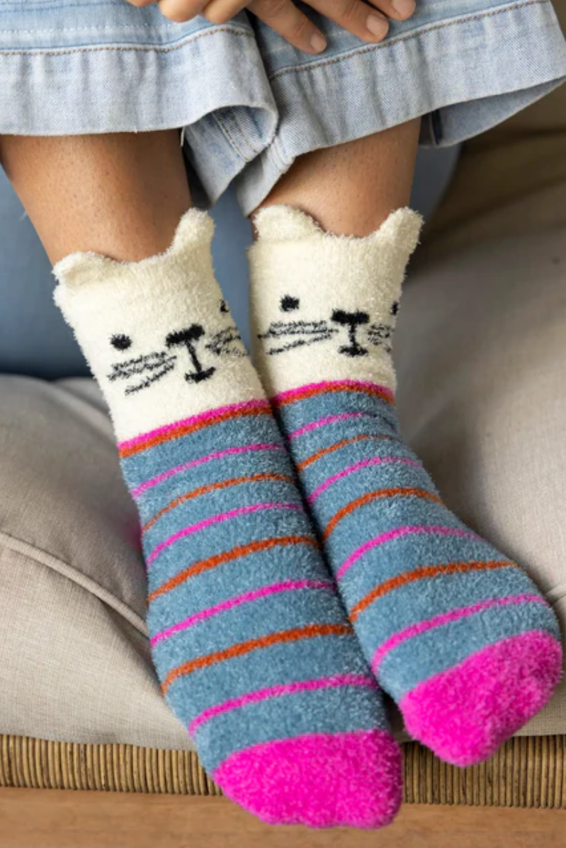 Cozy White Cat Socks | Natural Life