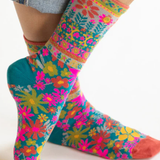 Tan Floral Boho Sock Set, Set of 2 | Natural Life
