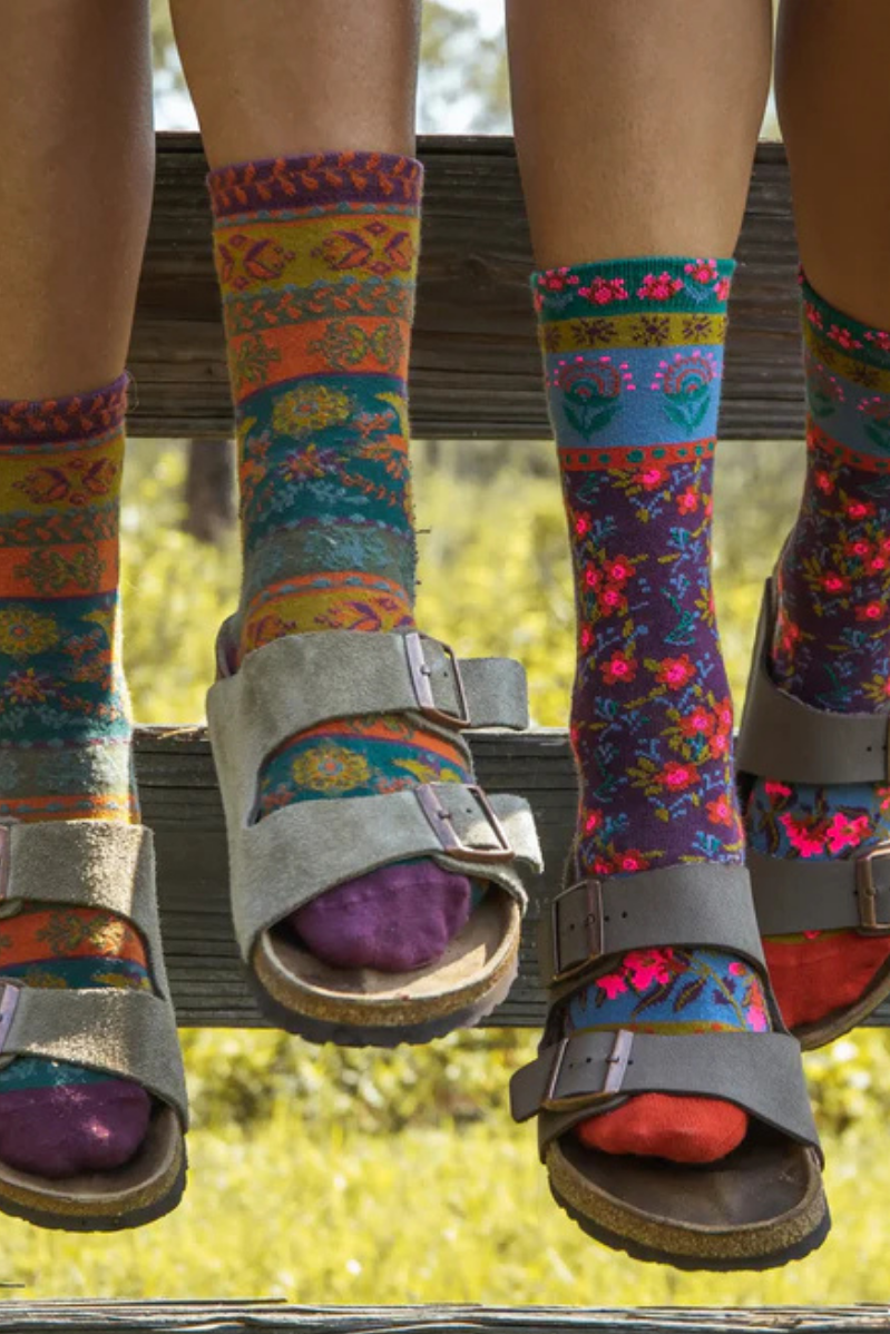Plum Floral Boxed Boho Socks, Set of 3 | Natural Life