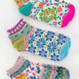 Cozy Ankle Socks, Set of 3 | Natural Life | Turquoise Pink