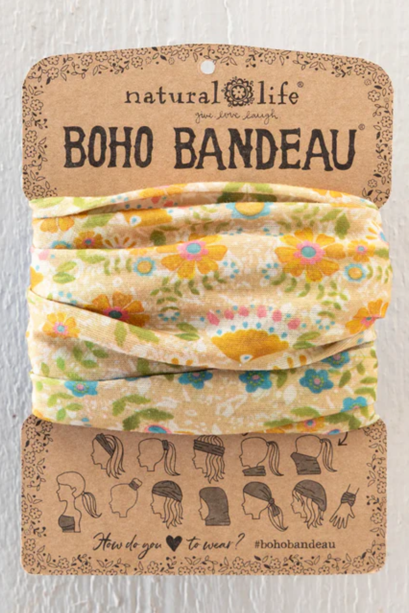 Full Boho Bandeau® Headband | Taupe Mandala Motif