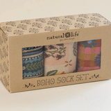 Cream Folk Flower Boxed Boho Socks, Set of 3 | Natural Life