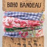 Boho bandeau on a branded card with 'natural life' branding. Full Boho Bandeau® Headband | Vintage Treasure Pink