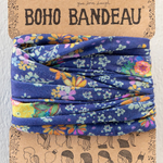 Floral patterned headband on a Natural Life branded card with a white background | Full Boho Bandeau® Headband | Tropic Bandana Navy