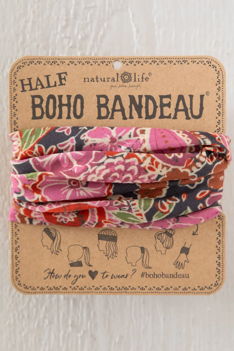 Half Boho Bandeau | Black Sketched Paisley