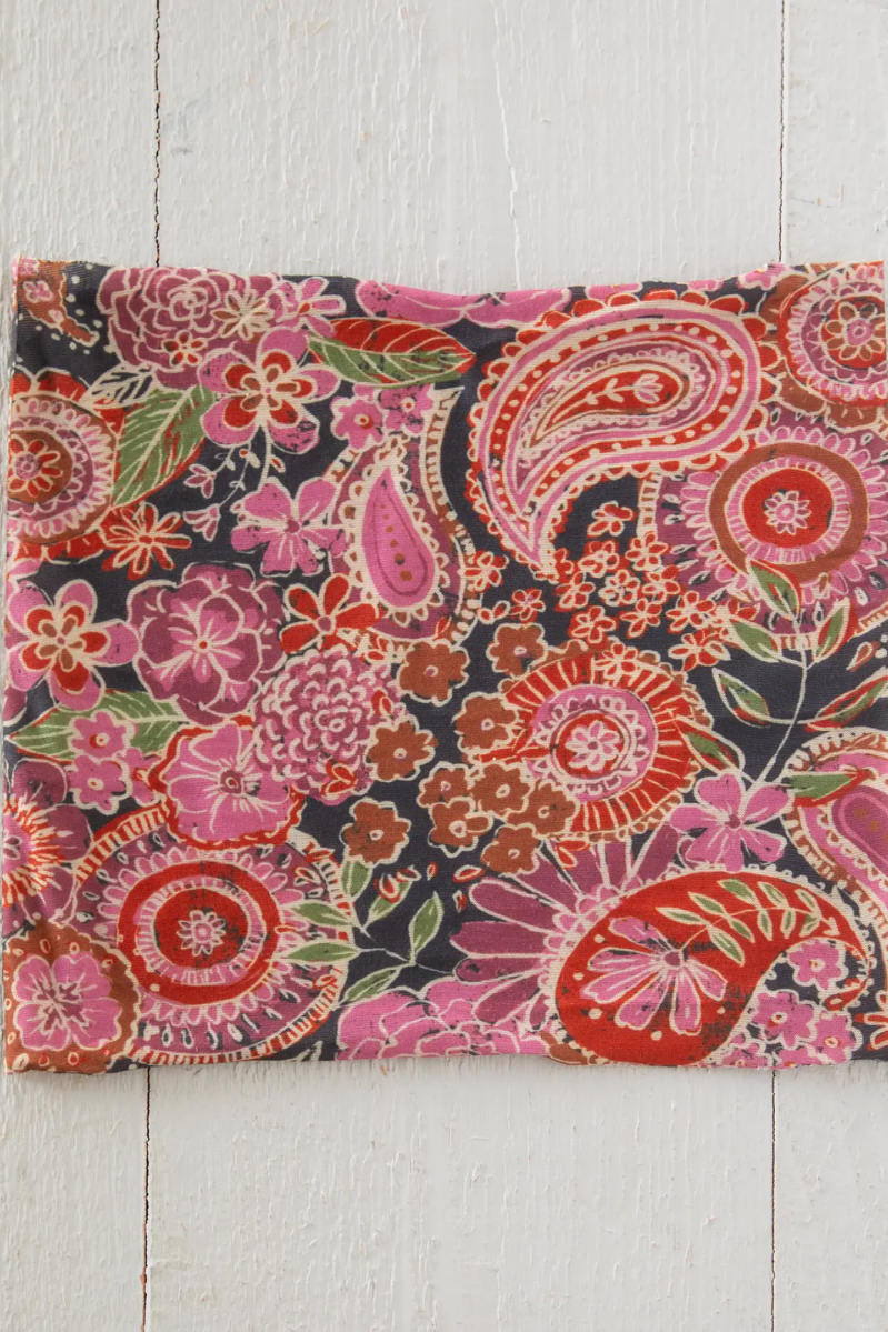 Half Boho Bandeau | Black Sketched Paisley