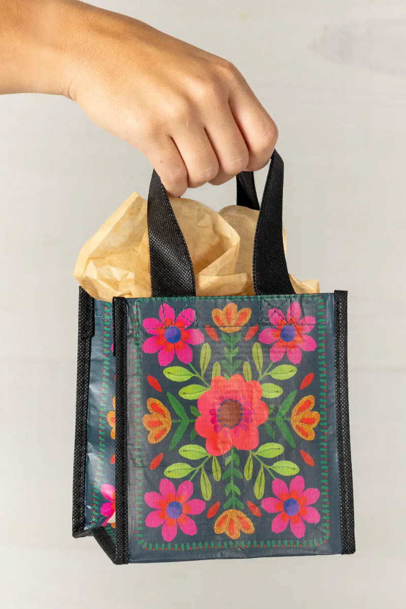 Small Happy Bag | Natural Life | Teal Folk Flower
