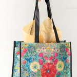 Medium Happy Bag | Natural Life | Aqua Folk Flower