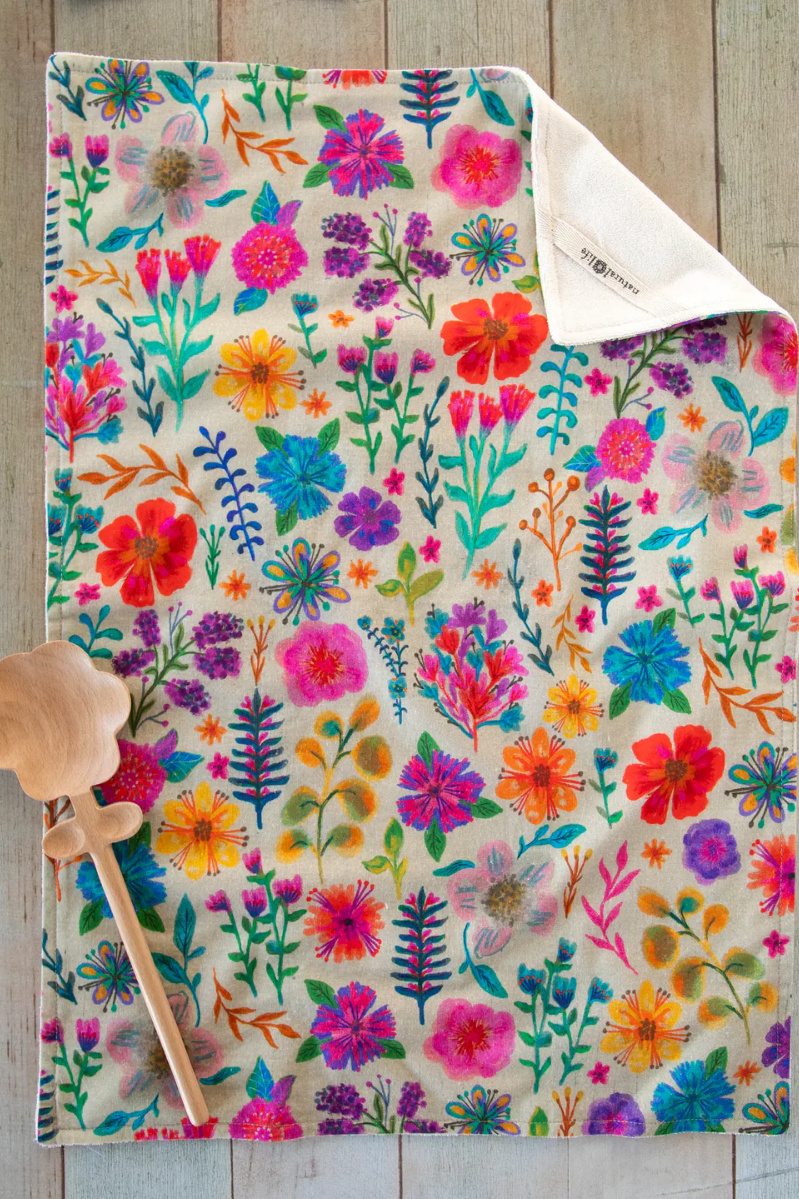 Cotton Dish Towel | Natural Life | Rainbow Cream Floral