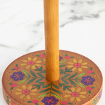 Wooden Paper Towel Holder - Folk Flower | Natural Life