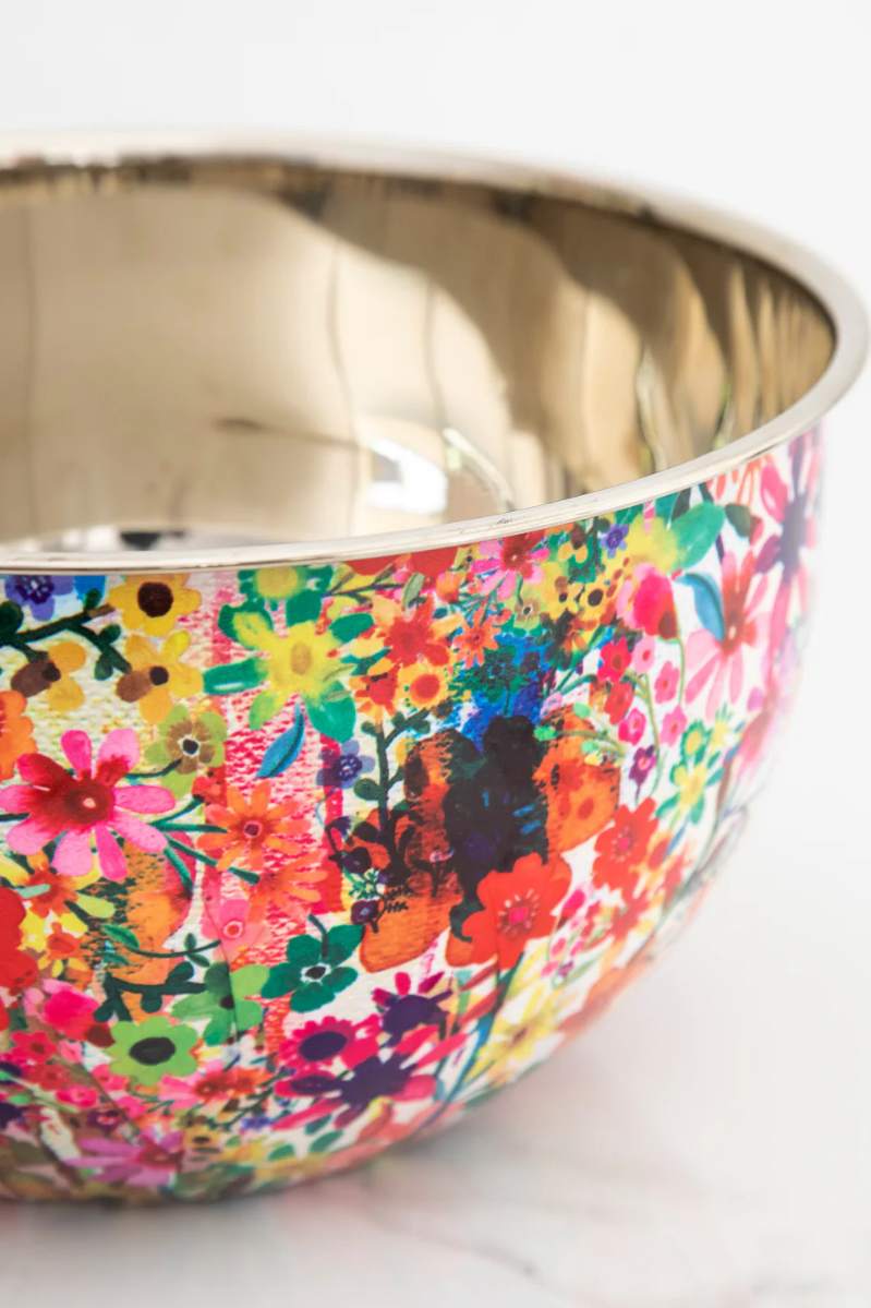 Large Watercolor Floral Stainless Steel Bowl | Natural Life