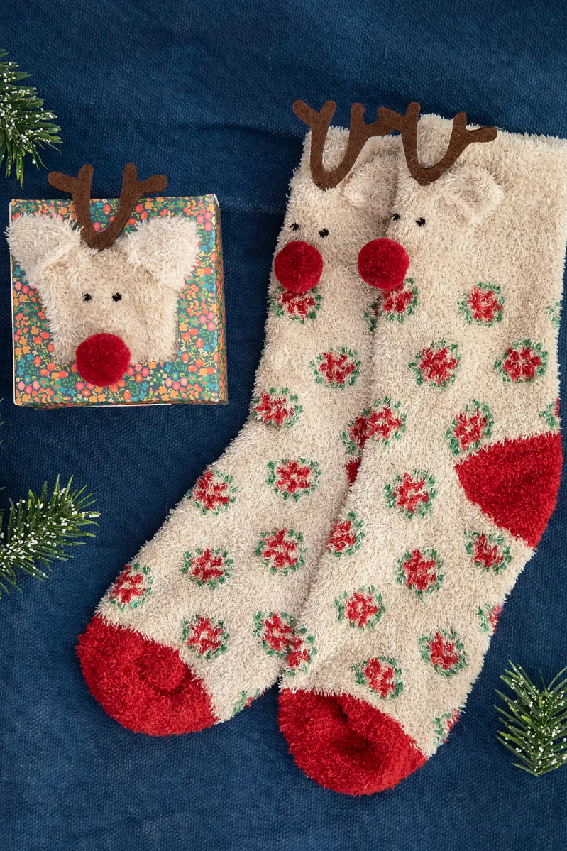 Boxed Cozy Critter Socks - Reindeer | Natural Life