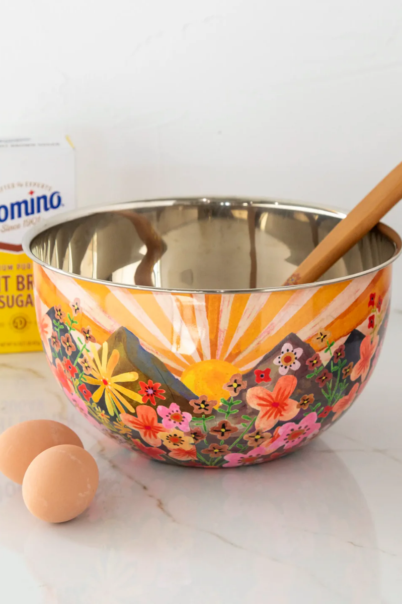 Large Yellow Mountain Range Stainless Steel Bowl | Natural Life