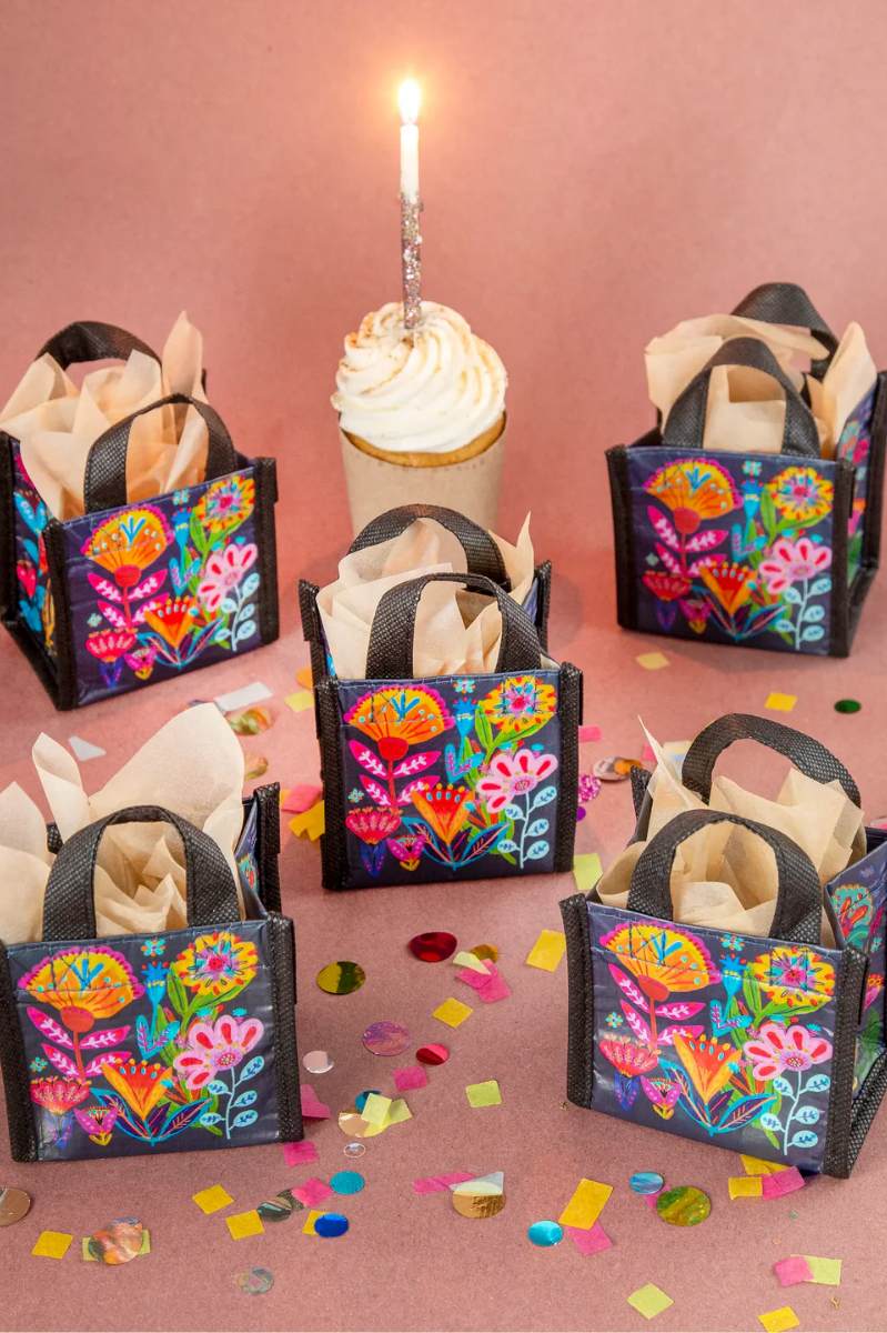 Mini Happy Bag | Natural Life | Navy Folk Flower