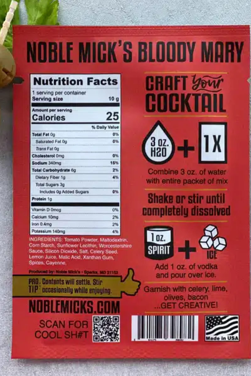 Bloody Mary | Single Serve Craft Mixer | Noble Mick's