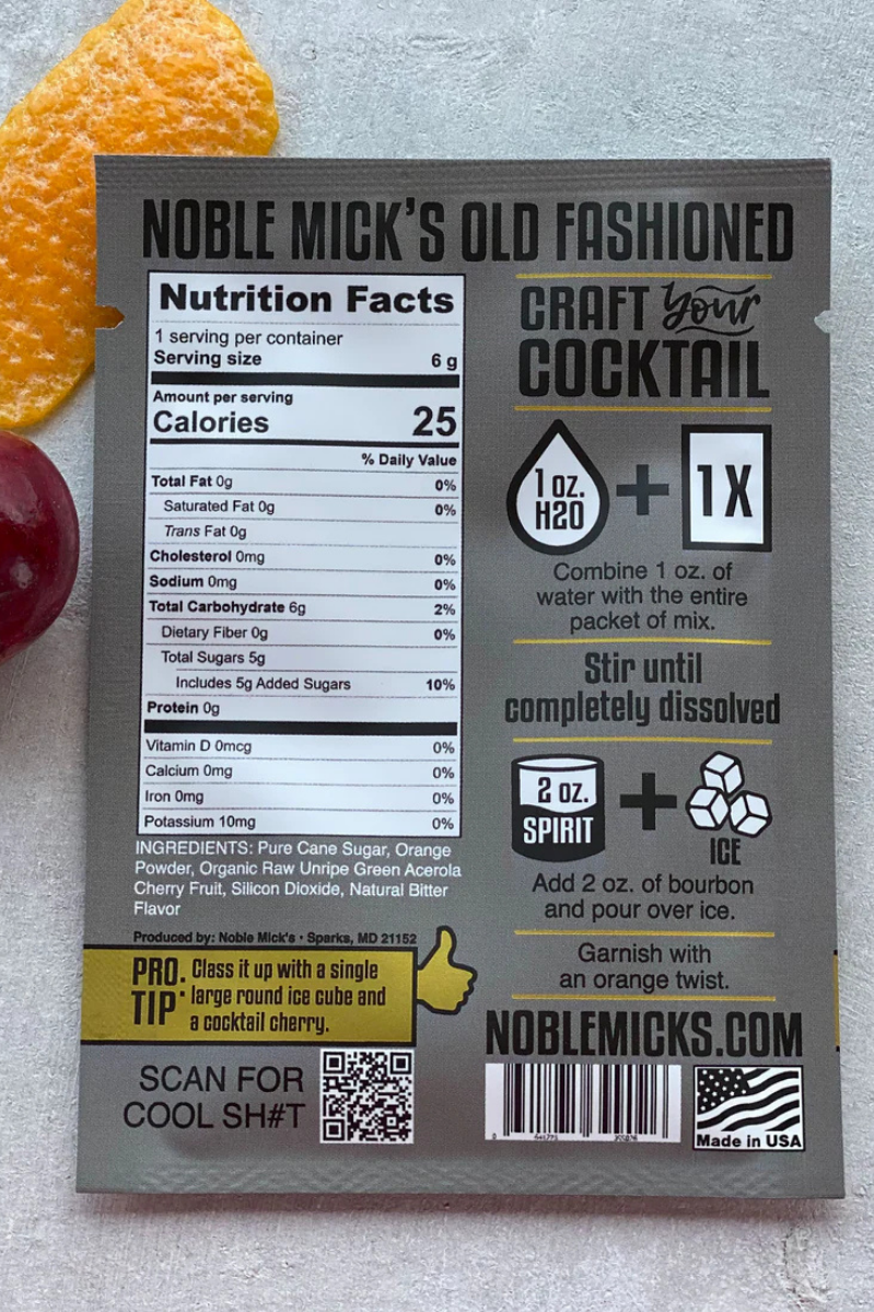 Old Fashioned | Single Serve Craft Mixer | Noble Mick's