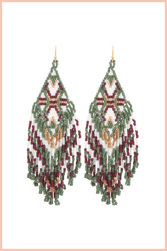 MULTI COLOR FRINGE SEED TASSEL EARRINGS