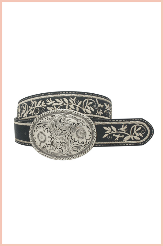 EMBROIDERED BELT + SILVER DETAIL BUCKEL | MORE COLORS AVAILABLE!