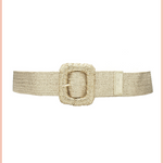 Curvy Woven Straw Belt | Gold