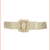 Curvy Woven Straw Belt | Gold