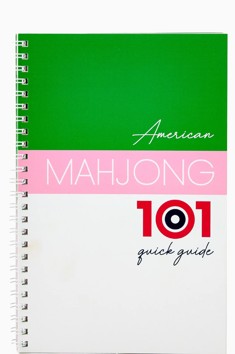 Spiral Notebook on white background. Master American Mahjong with the American Mahjong 101 Quick Start Guide, your perfect in-game companion, conveniently sized at 5.5w x 8.5h. This condensed version of the Mahjong 101 book, targeted towards players with a basic understanding, offers:

20 information-packed pages&nbsp;on American Mahjong specifics, rules, and strategies.
Crystal-clear explanations and engaging visuals&nbsp;for easy learning and reference during play.
Focus on American Mahjong:&nbsp;Forget g