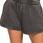 Acid Washed Dolphin Shorts | Ash Black