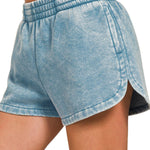 Acid Washed Dolphin Shorts | Blue Grey