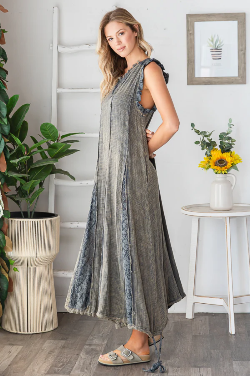Washed Cotton Gauze Lace Jumper